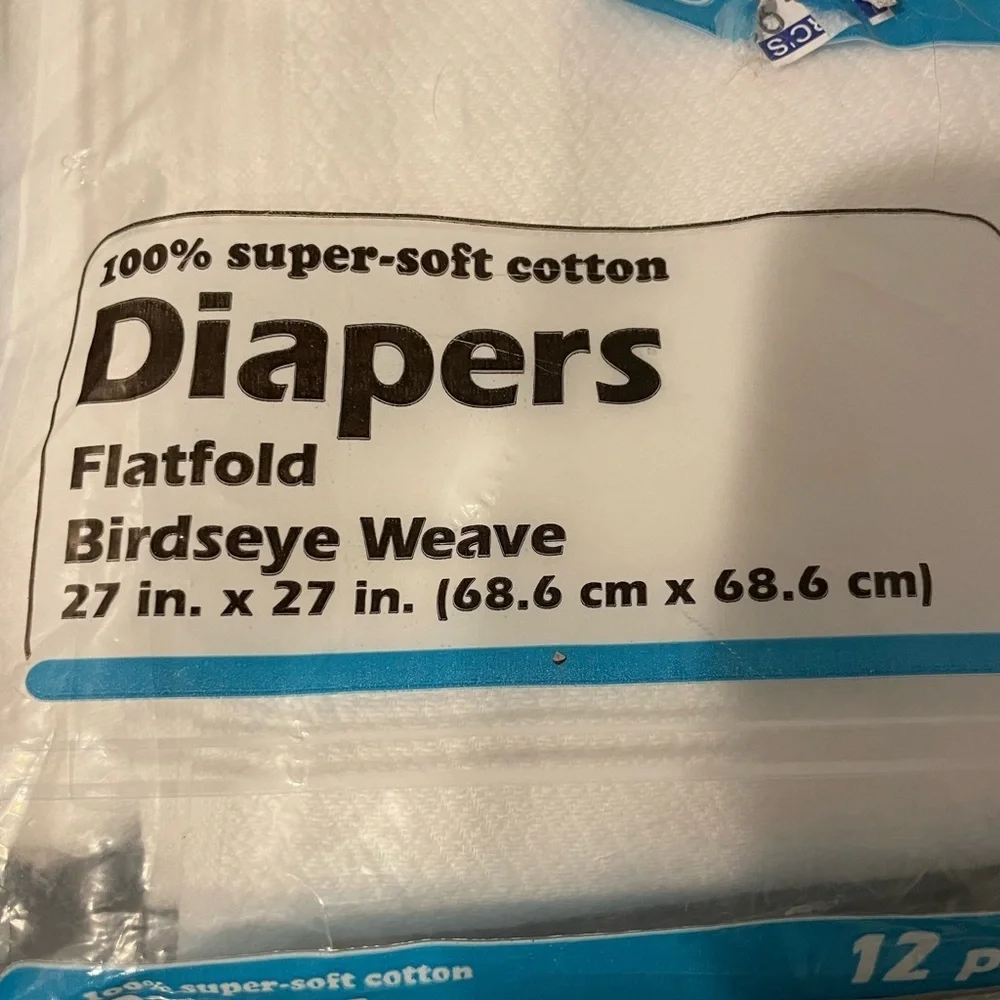 Bon Bébé White Flatfold Birdseye Weave Diapers 6 pack. New.